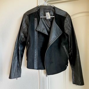LUCKY BRAND FITTED BLACK LEATHER JACKET